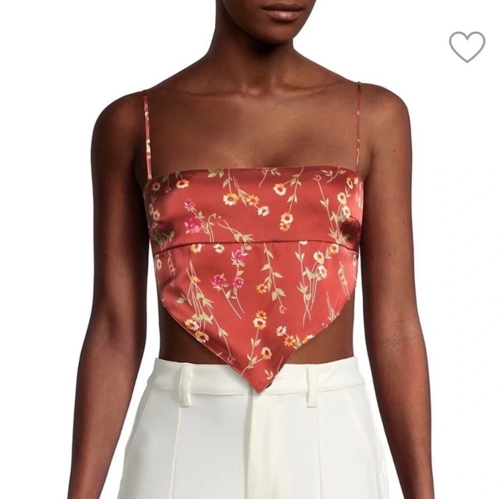 New! Danielle Bernstein floral satin bandana crop top 19898
